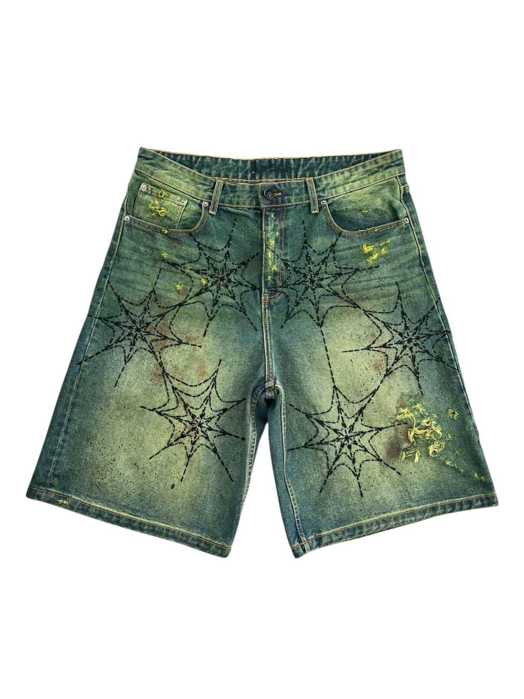 Zombie Web Denim Shorts