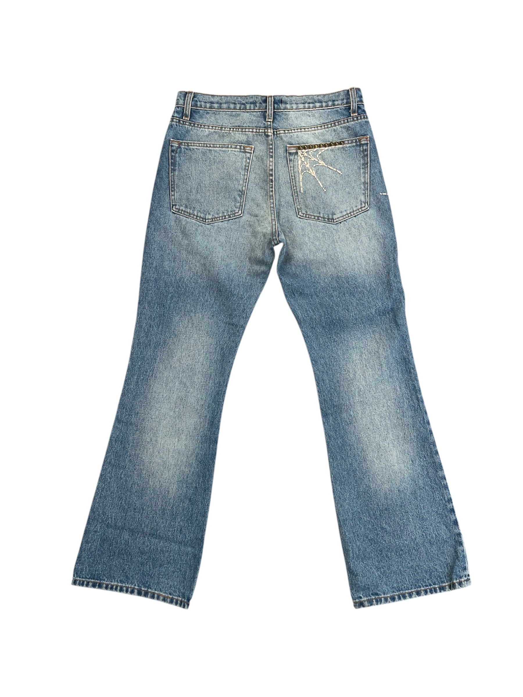 Latte web flare denim