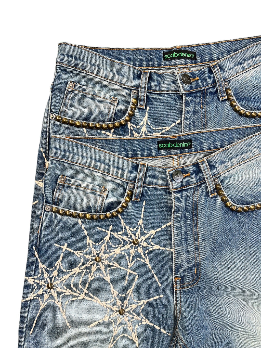 Latte web flare denim