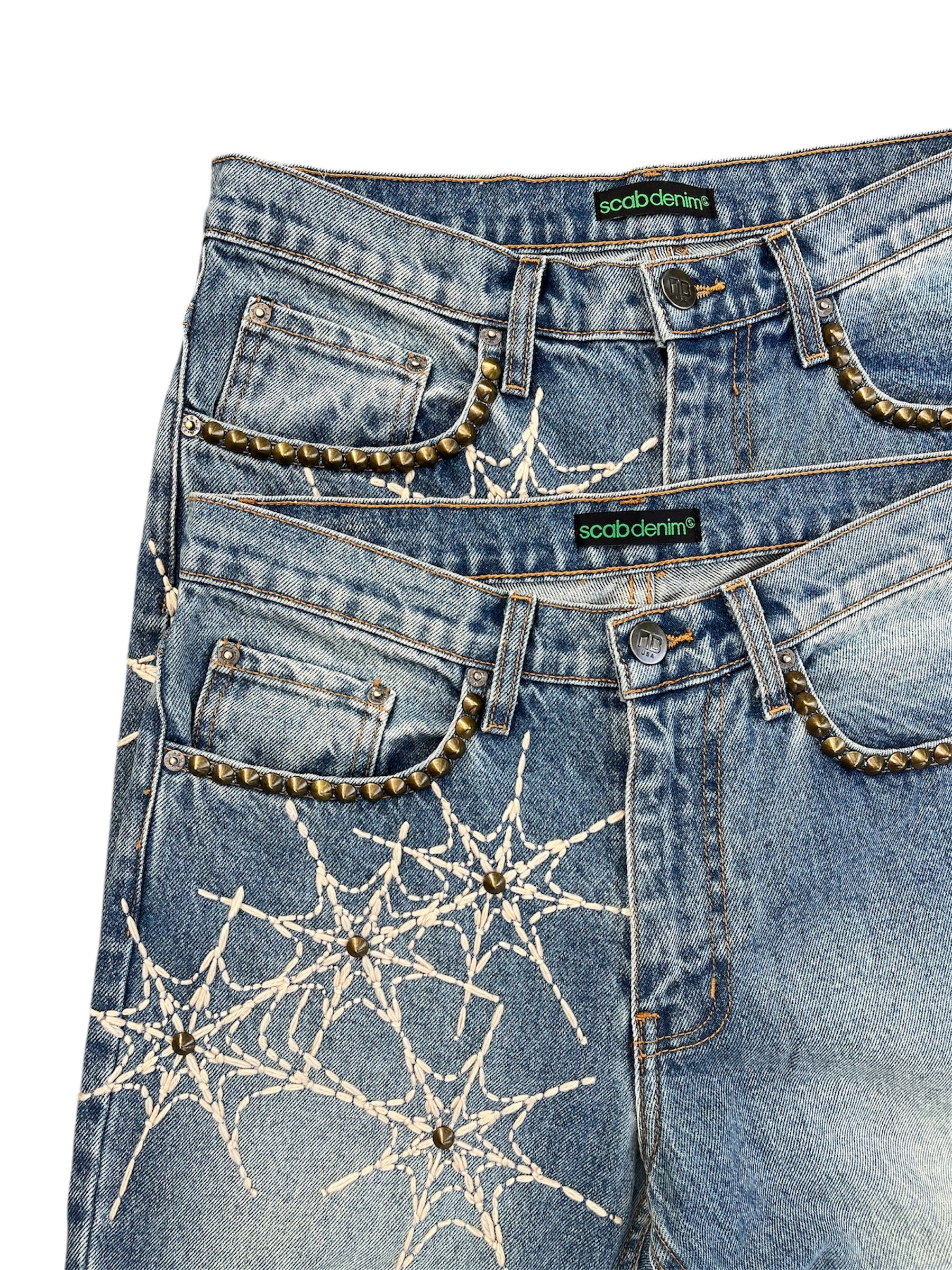 Latte web flare denim