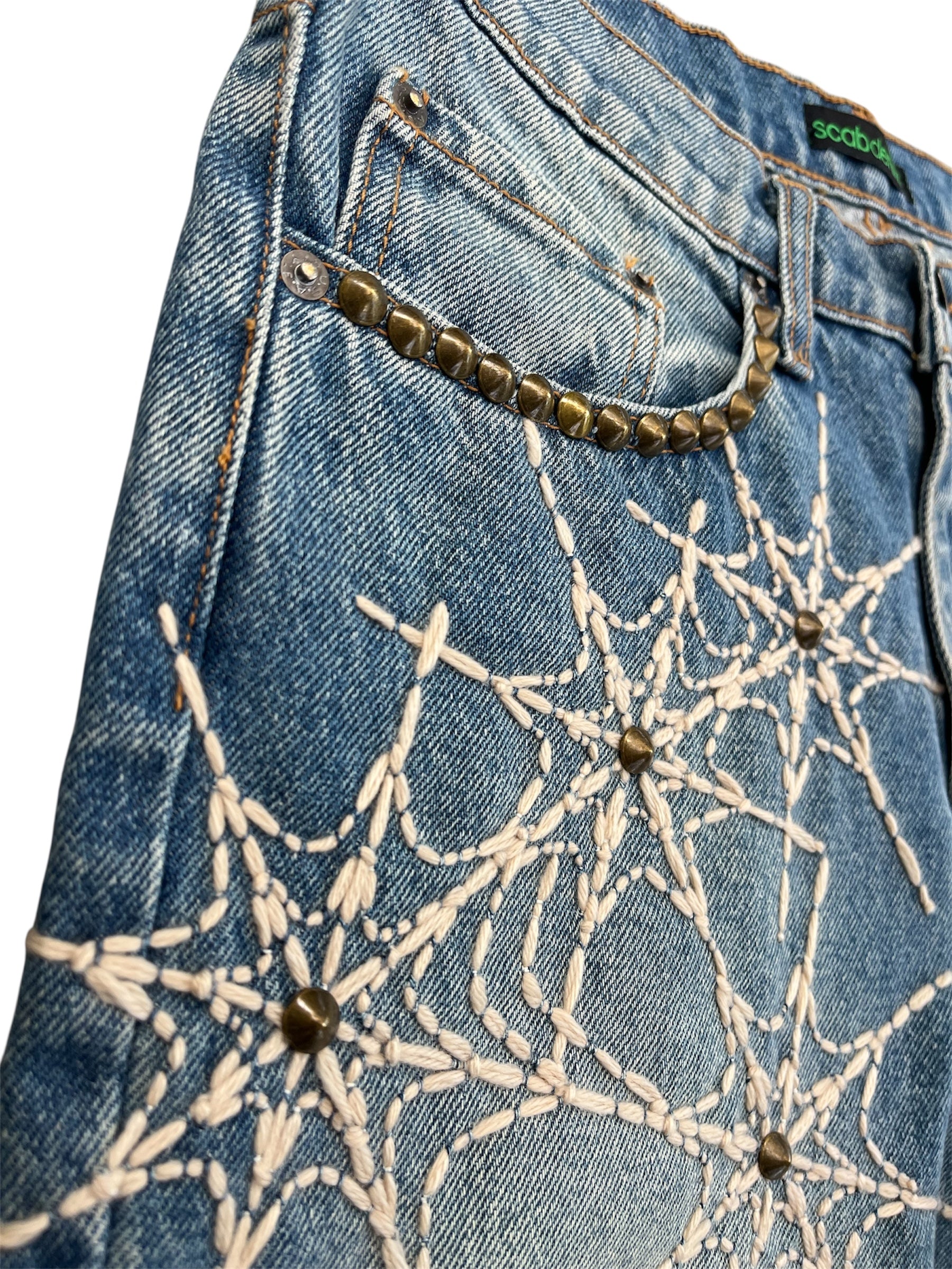 Latte web flare denim