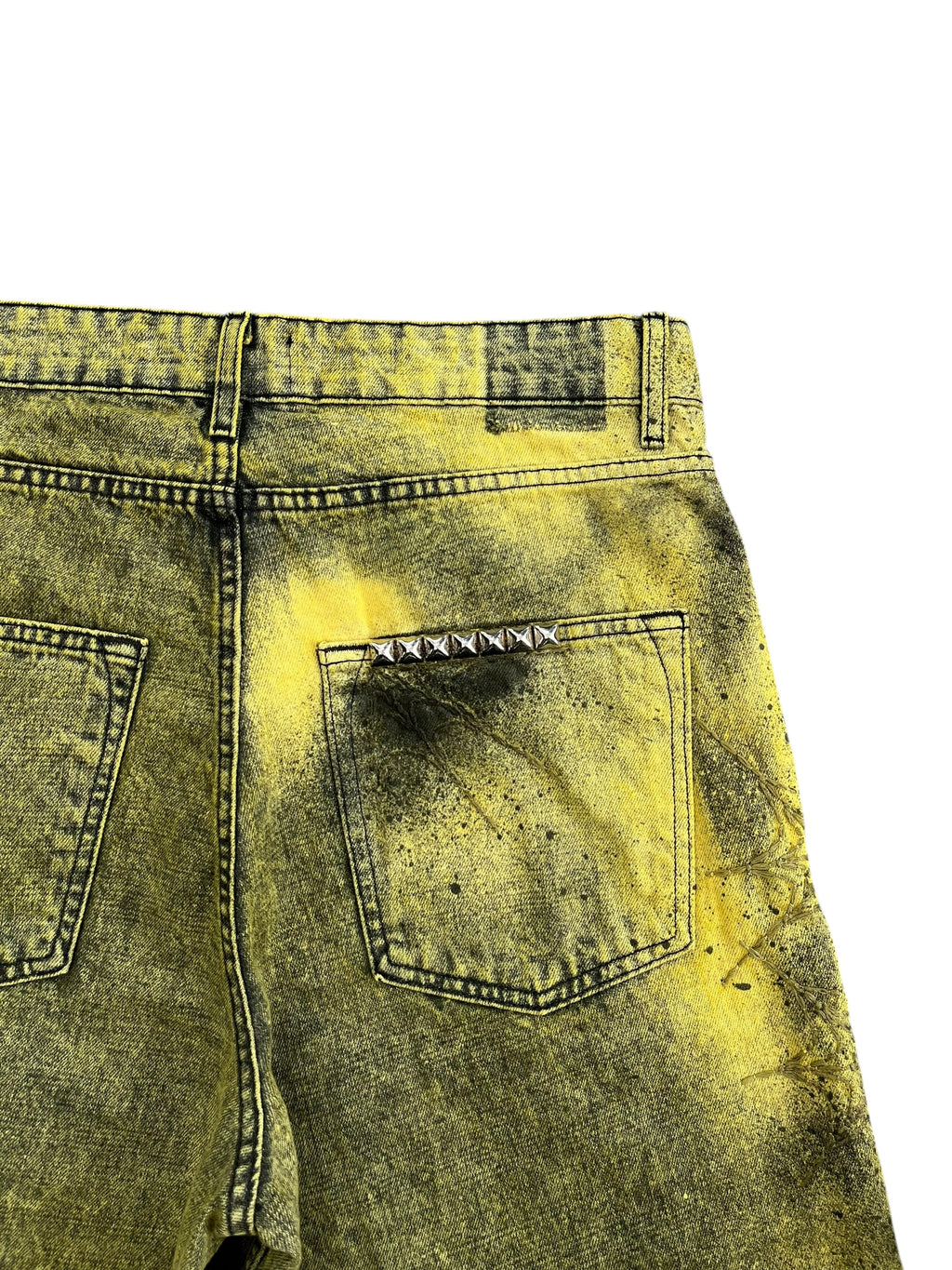 Charcoal Yellow Denim Shorts