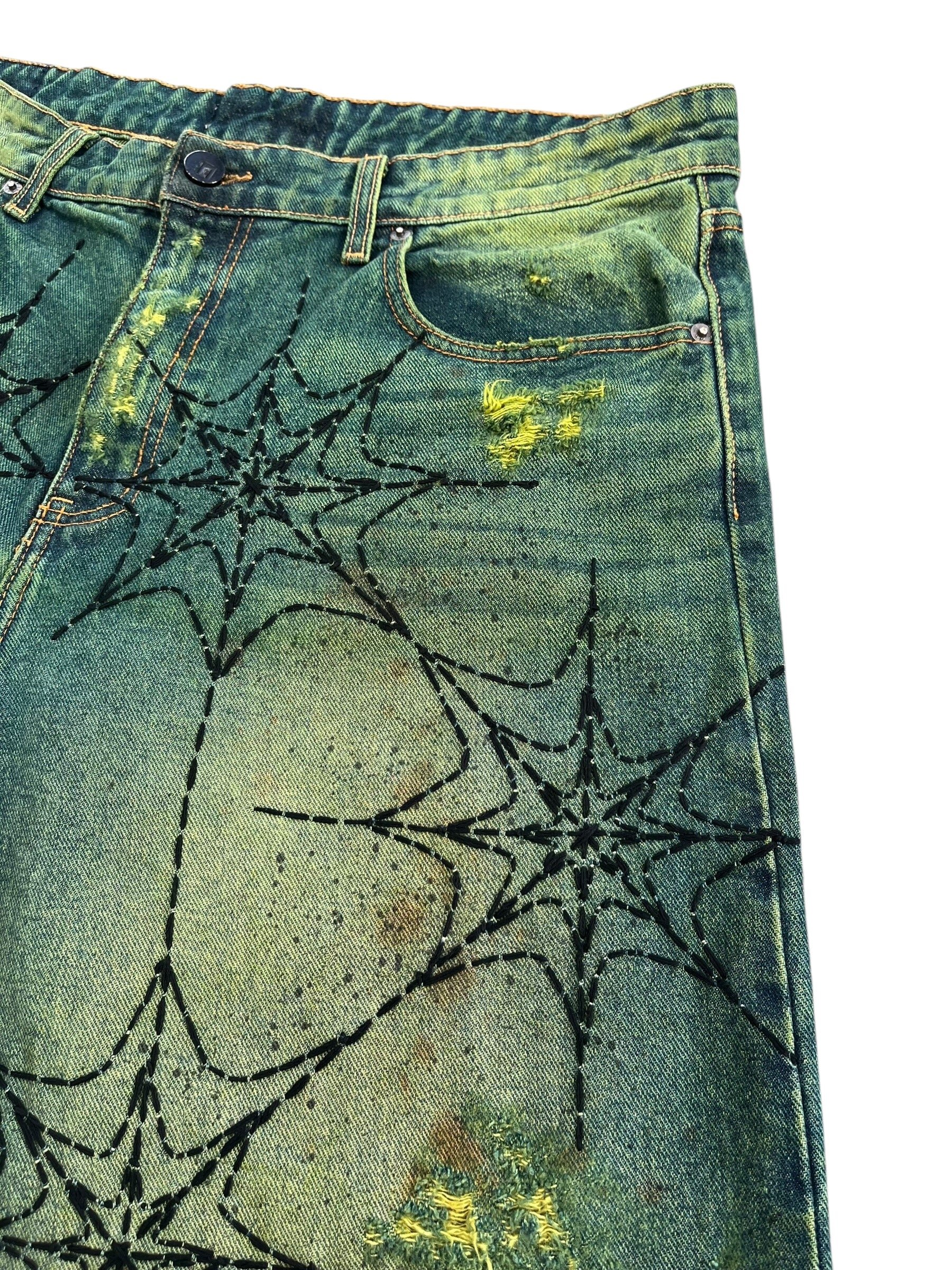 Zombie Web Denim Shorts